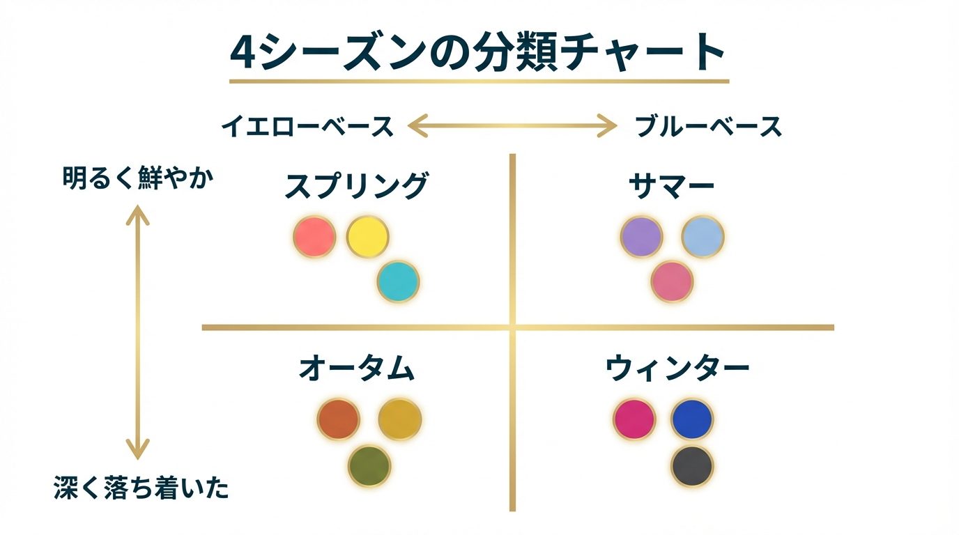 パーソナルカラー4シーズンの2軸分類チャート