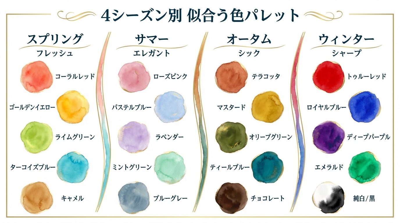 4シーズン別の似合う色パレット一覧