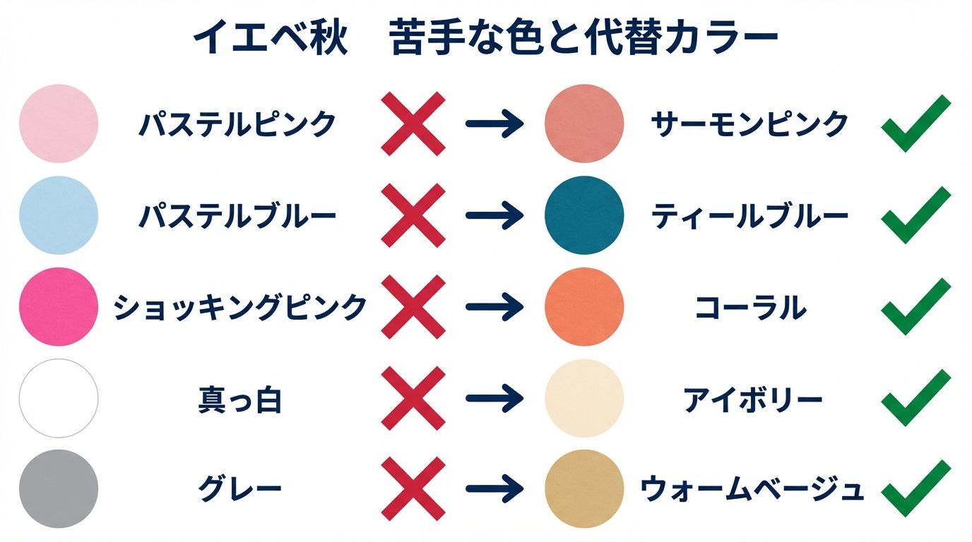 イエベ秋 苦手な色と代替カラー