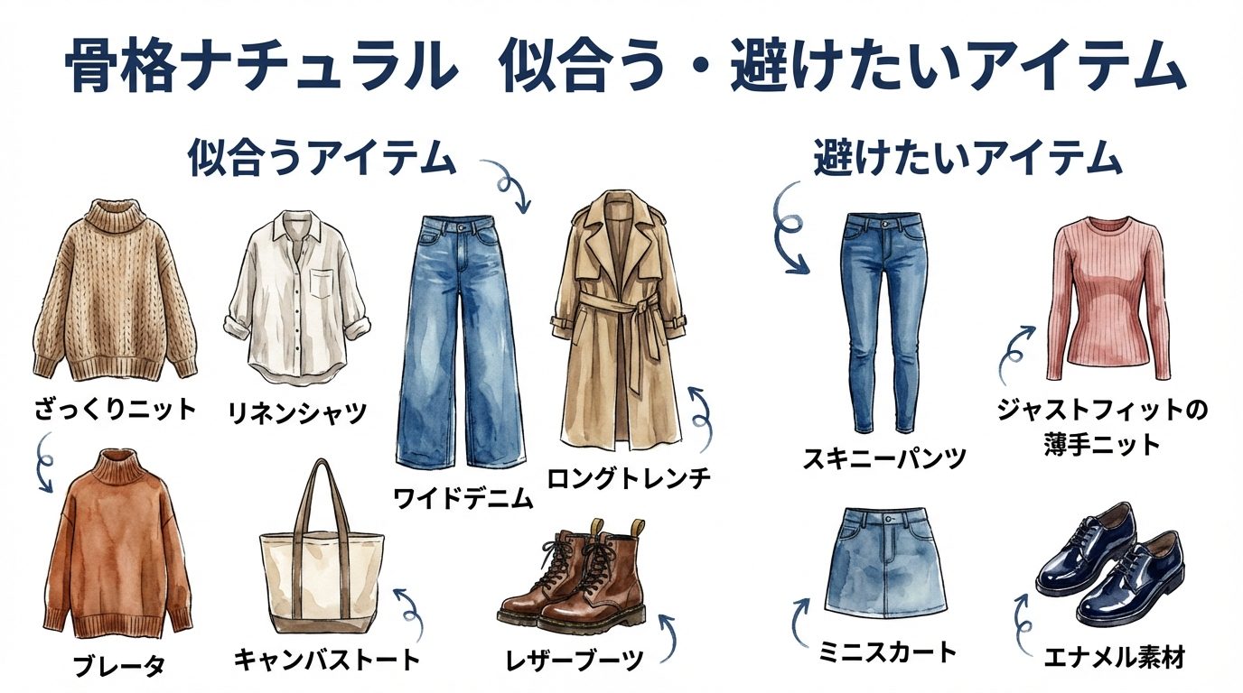 骨格ナチュラル 似合う・避けたいアイテム