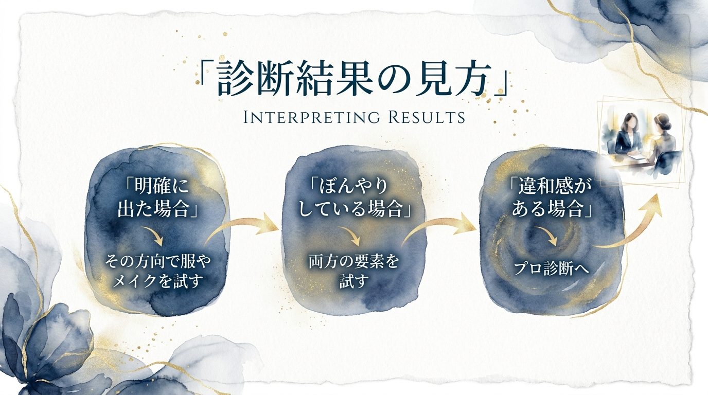 セルフ診断結果のパターンと読み解き方のイラスト