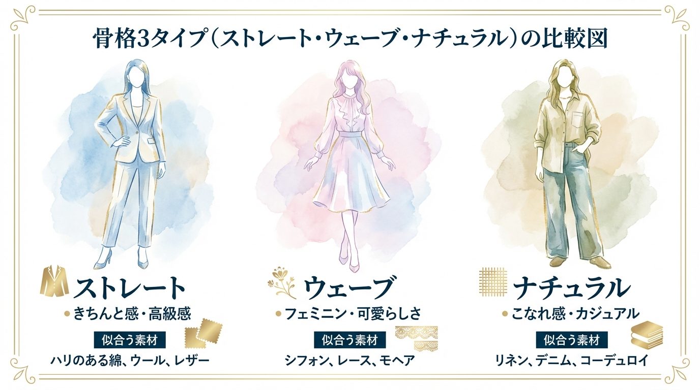 ストレート・ウェーブ・ナチュラルの比較