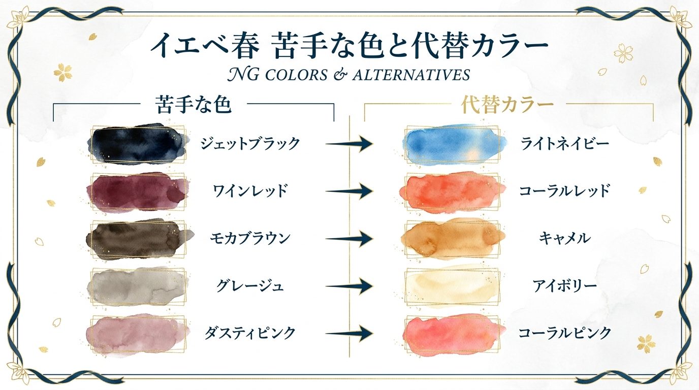 イエベ春 苦手な色と代替カラー