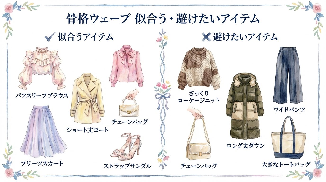 骨格ウェーブ 似合う・避けたいアイテム