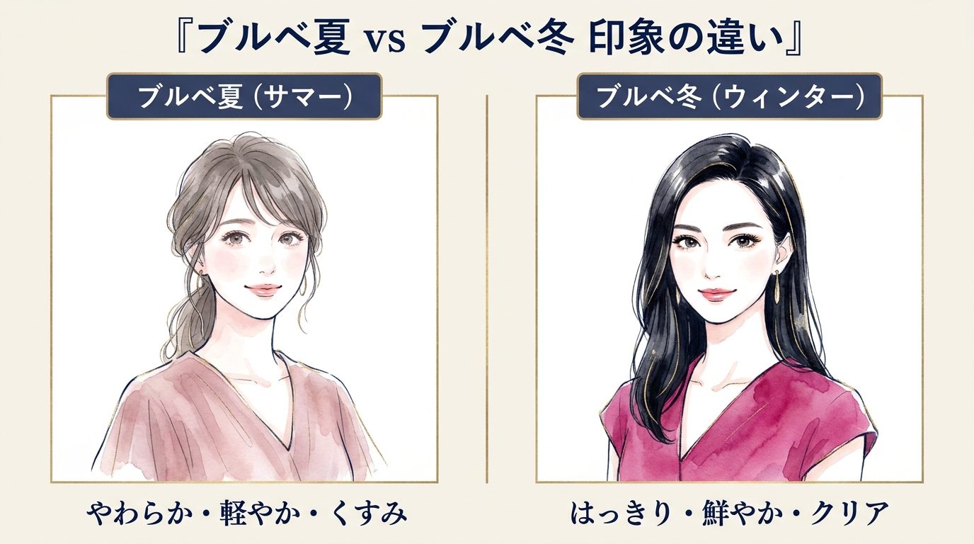 ブルベ夏とブルベ冬の印象の違い