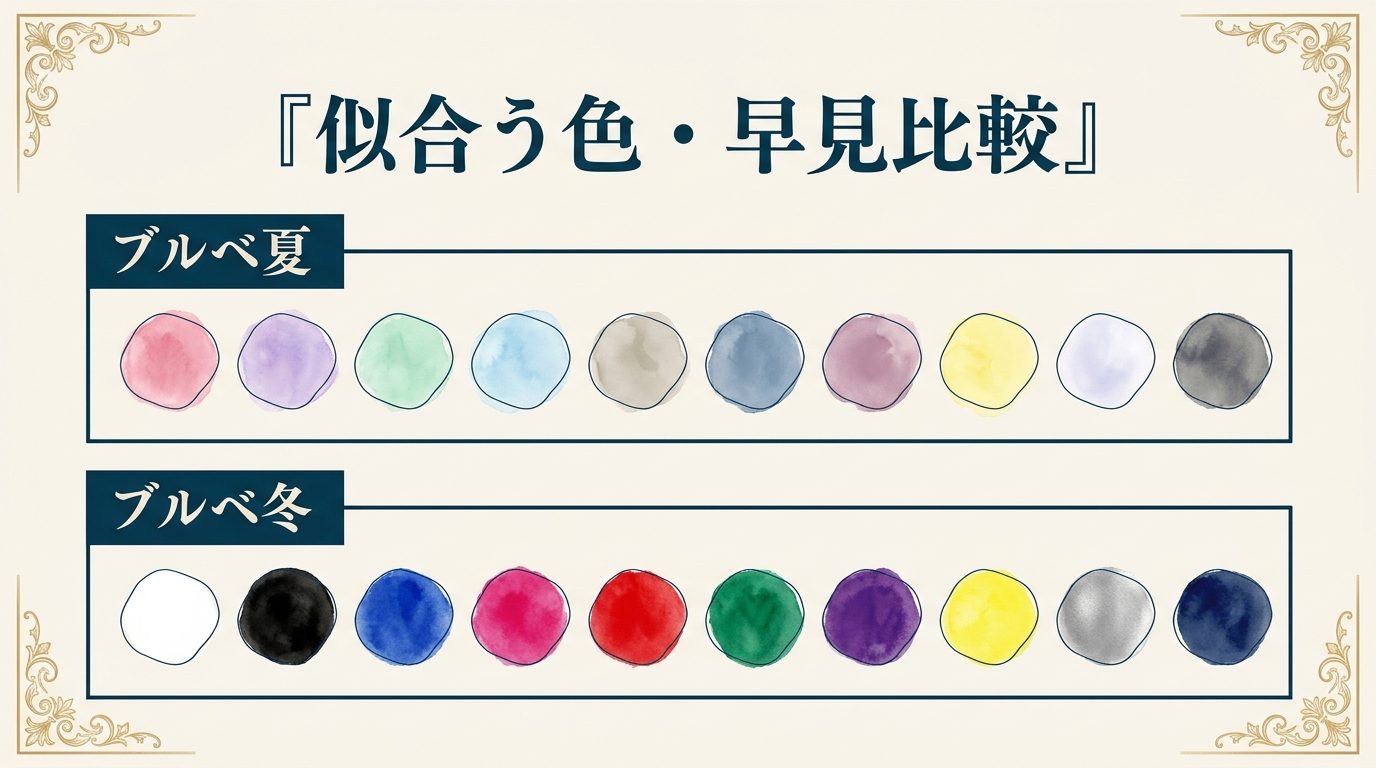 ブルベ夏冬の似合う色早見