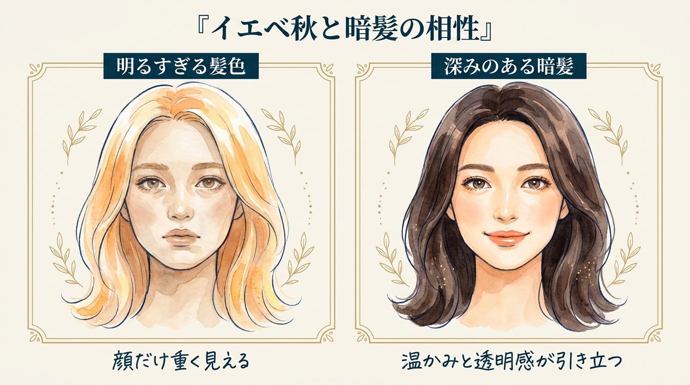 イエベ秋と暗髪の相性