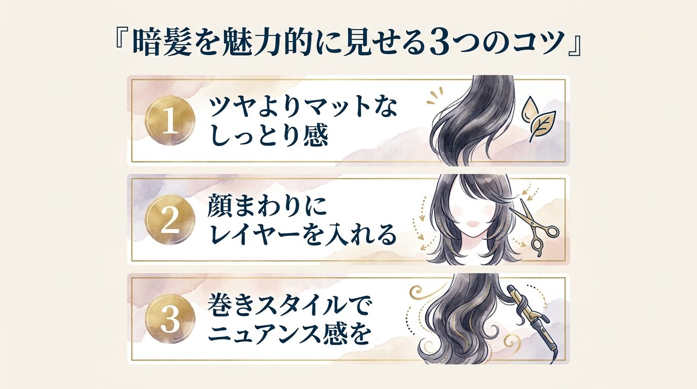 暗髪を魅力的に見せる3つのコツ
