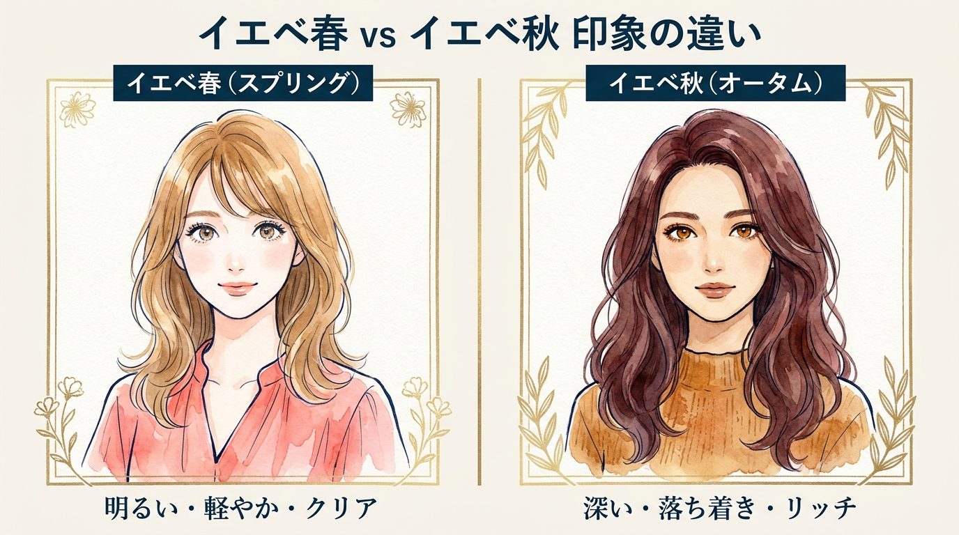 イエベ春とイエベ秋の印象の違い