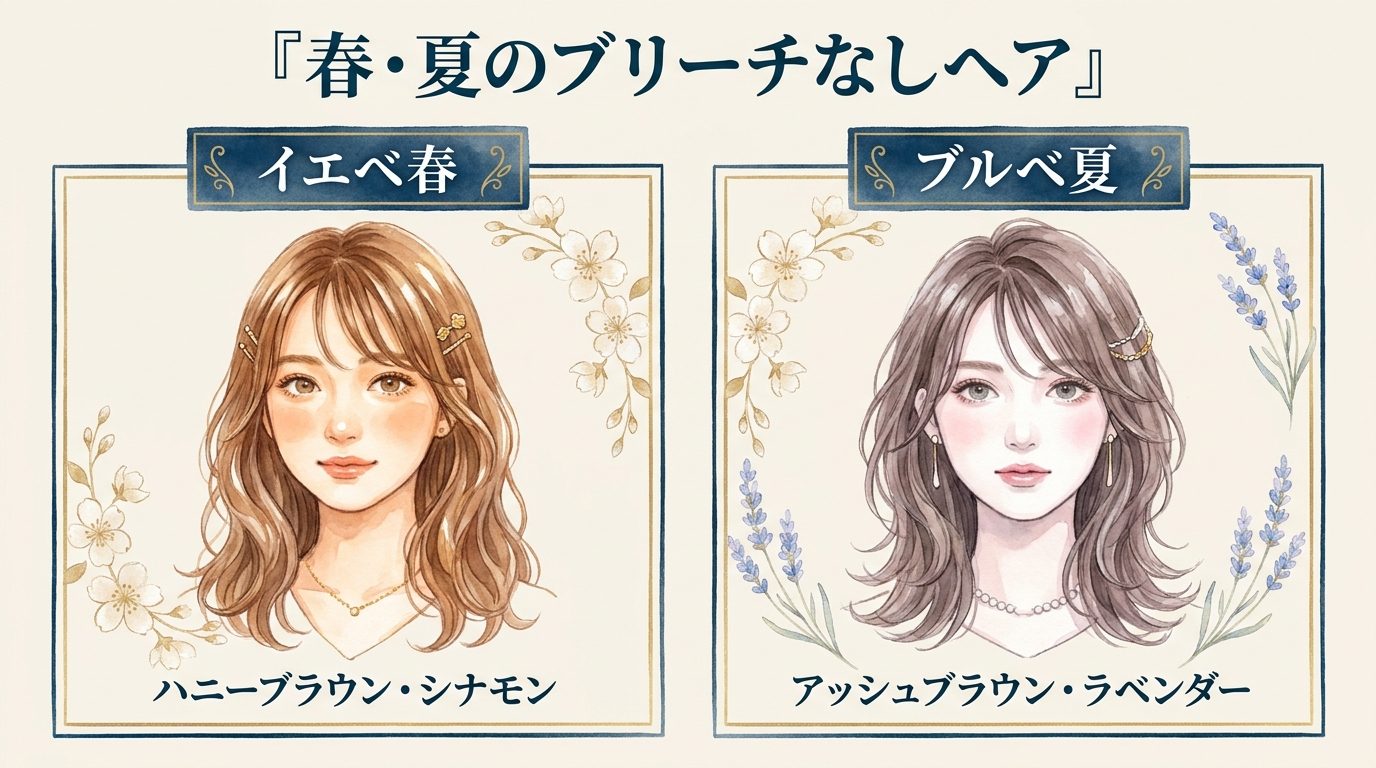 春・夏のブリーチなしヘア