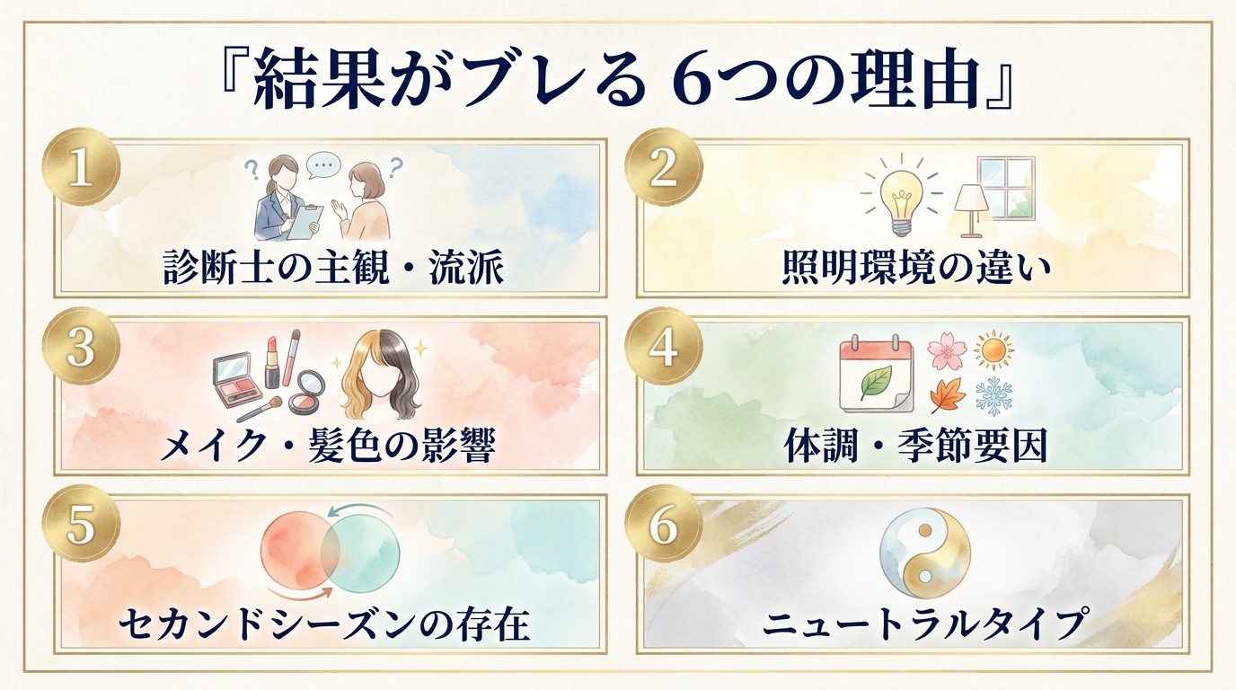 パーソナルカラー診断 結果がブレる6つの理由