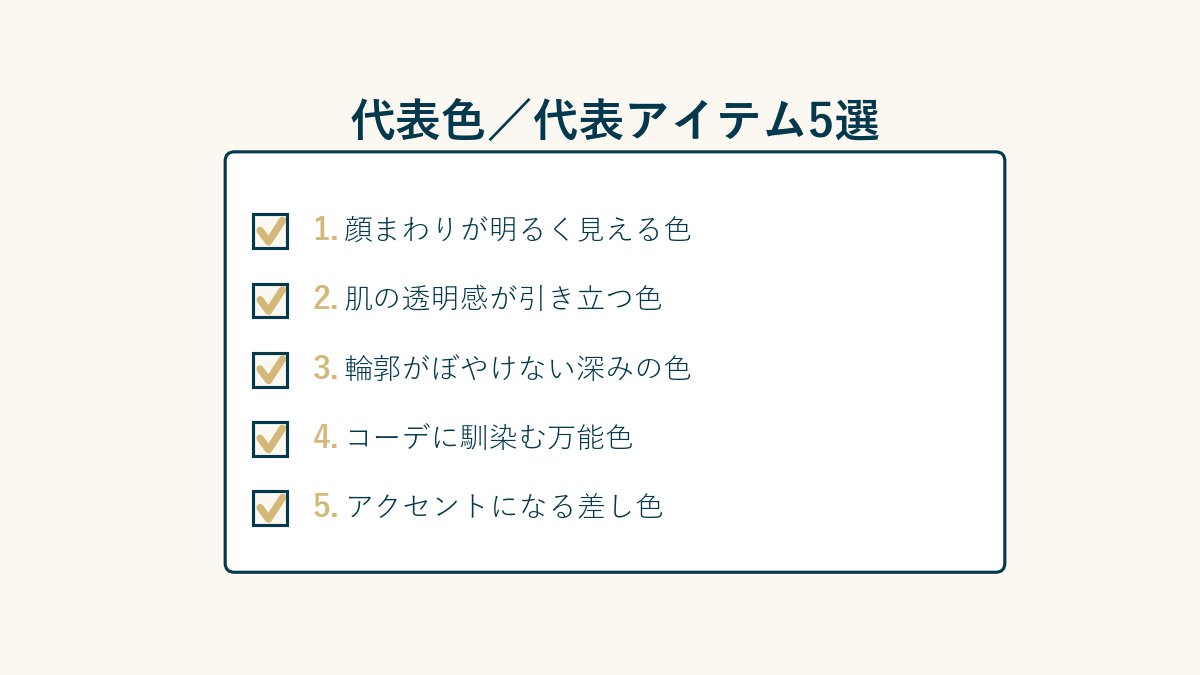 代表色／代表アイテム5選