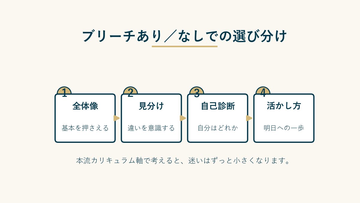 ブリーチあり／なしでの選び分け