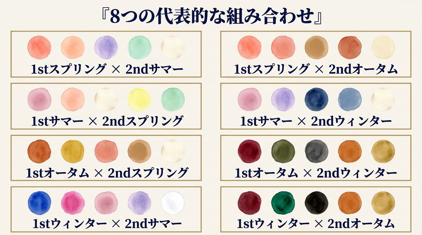 パーソナルカラー1st×2nd 8つの代表的な組み合わせ