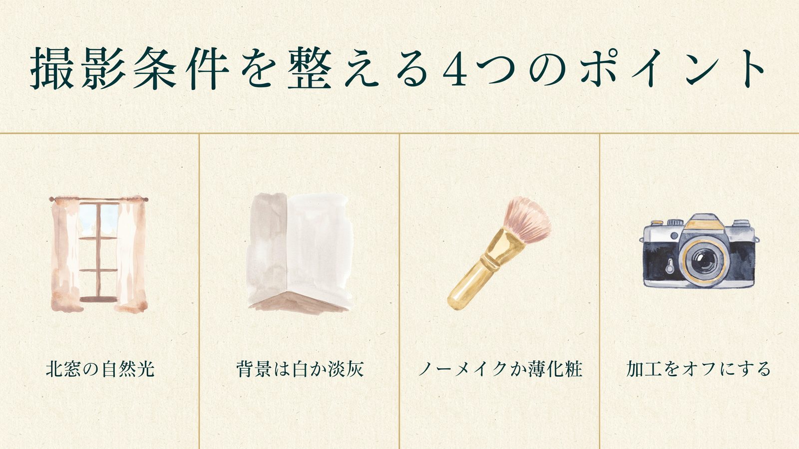 撮影条件を整える4つのポイント