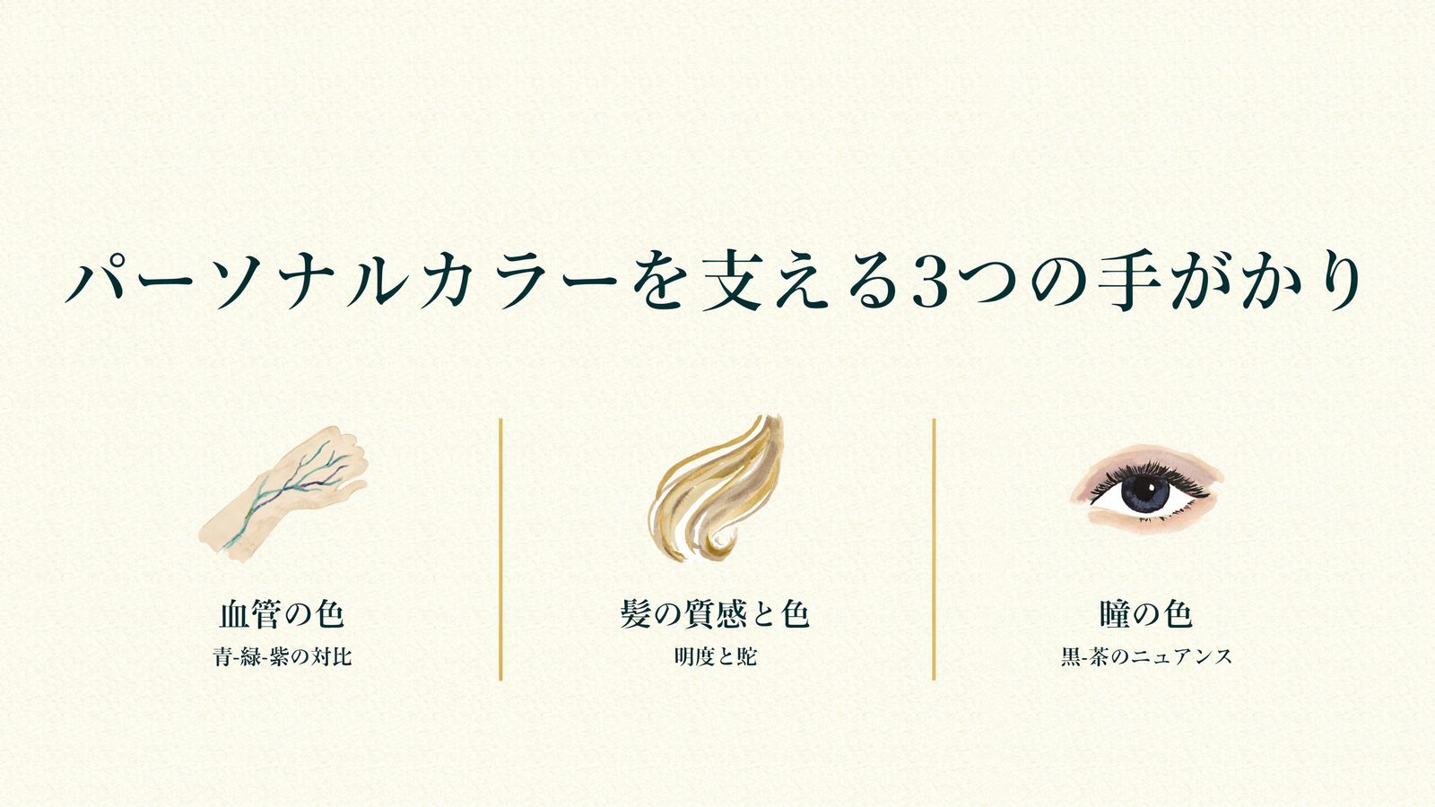 パーソナルカラーを支える3つの手がかり